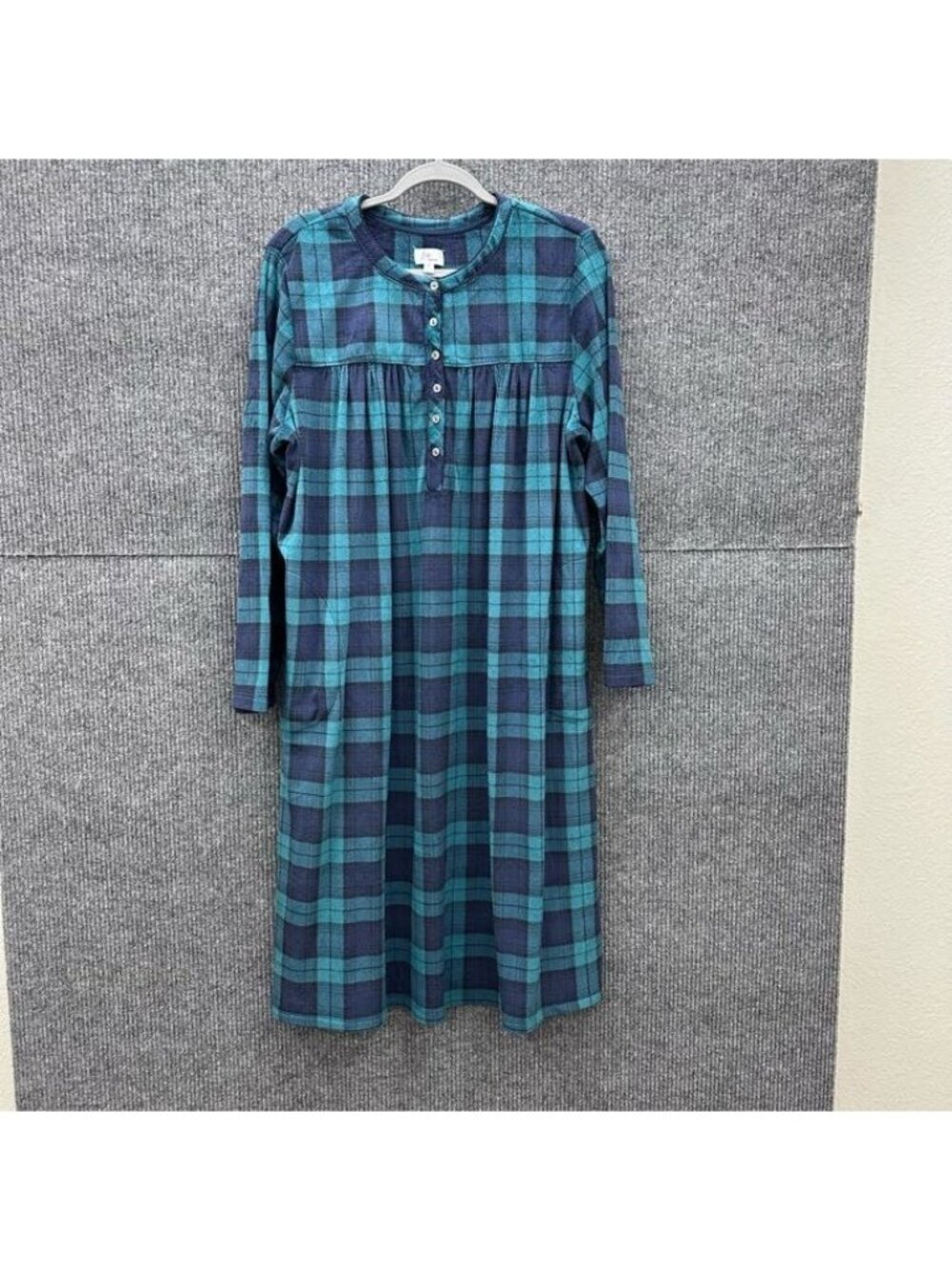Aria Knit Velour Long Sleeve Ballet Nightgown Sleep Wear Plaid Womens Size XL